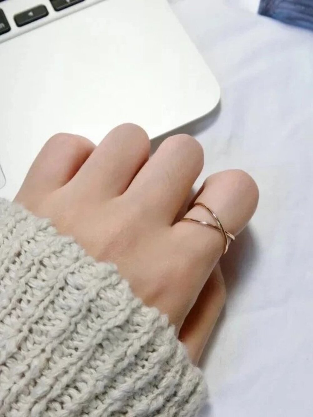 Gold Crossover X Band Ring | Minimalist Fashion